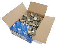 Tacwise 0777 Extra Galvanised Flat Top Coil Nails Type 2.8 x 50 mm, Diamond Point, Ring Shank, 16° Inclined, Wire Collated, Pack of 4000