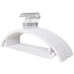 ManGotree 43.2cm Velvet Clothes Hangers, Non-slip Rounded Felt Hangers, Sturdy & Space-saving Suit Hangers for Sweaters, Pants, Dresses, Skirts, Coats (50 Pack, White)