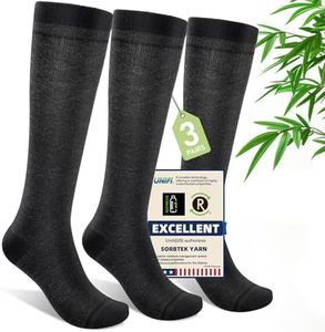Iambamboo Mens Compression Socks for Men Women (3 Pairs) 15-20 mmHg Bamboo Viscose Knee High Sock for Travel XXL (Dark Gray)