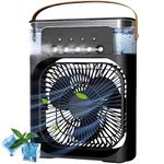 Drumstone 𝟏𝟐 𝐘𝐄𝐀𝐑𝐒 𝐖𝐀𝐑𝐑𝐀𝐍𝐓𝐘 White Portable Air Cooler. Equipped with a 500 ml water tank, USB personal,mini humidifier,7 colors LED light,3 timer settings, and 3 spray modes