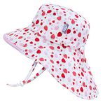 JAN & JUL Wide Brim Cotton Girls Sun-Hat for Toddler (L: 2-5 Years, Strawberry)