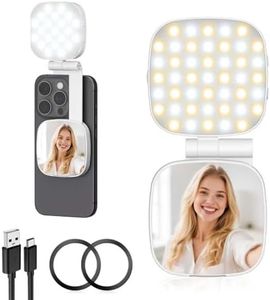 Magnetic Selfie Light for Phone, [New Version] Diyife 360° Rotatable Clip on Phone Light with Mirror, CRI95+, 2500K-9000K, 45 LED, 6 Modes, Portable Phone Ring Light for Streaming, Makeup, Vlog