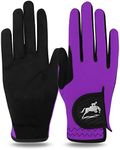 FINGER TEN Horse Riding Gloves Equestrian Women Kids for Girls Boys Mesh Breathable Lightweight Color Pack, Comfortable Grip for Summer (Women-Purple, X-Large)