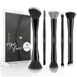 Makeup Brush Set 10 Make Up Brushes Set Professional Foundation Brush Synthetic Bristles Concealer Eyebrow Eyelash Spool Eyeshadow Eyeliner Powder Liquid Cream Blusher Brush with Make Up Brushes Pouch