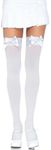 Leg Avenue Women's Satin Bow Accent Thigh Highs, White, One Size