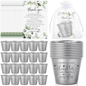 Uiifan Wedding Favors for Guests 1.5 oz Shot Glasses Thank You Cards with Gift Bags for Engagement Bridal Shower Wedding Souvenirs, Cheers to Love Laughter and Happily Ever After(100 Set)