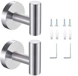 Belerry 2 Pcs Bathroom Towel Hooks Silver Coat Hooks Robe Hooks Stainless Steel Lavatory Wall Mount Heavy Duty Wall Hooks for Bathroom Kitchen Bedroom Hotel