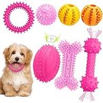 Puppy Dog Teething Toys, 7pcs Puppy Chew Toy Set with Ball, Indestructible Interactive Squeaky Dog Toys Dog Chew Toys Dog Teeth Cleaning Treat Dispensing Toys for 8 Weeks Small Puppies and Medium Dogs