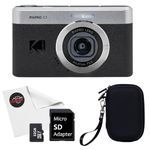 Kodak Pixpro C1 Digital Camera Black with 32GB Micro SD Card, Clamshell Carrying Case + Clickoze Microfiber Lens Cloth