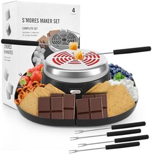 ORANLAN Electric S'mores Maker Tabletop Indoor Smores Kit, Flameless Electric Marshmallow Roaster, With 4 Marshmallow Roasting Sticks and 4 Trays Movie Night Supplies