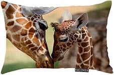 Nicokee Throw Pillow Cover Lovely Giraffe Mom and Baby Decorative Pillow Case Home Decor 20x12 Inches Pillowcase