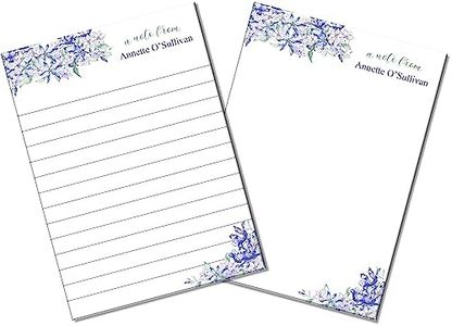 Personalized 5"x7" Notepads with Floral Design - (2 pack) Customizable with Your Name - 50 Sheets each of 70lb White Paper (Clematis)