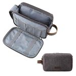 Bagsmart Toiletry Bag for Men Travel Shaving Dopp Kit Water-Resistant Cosmetic Bag Travel Organizer for Accessories (Canvas Dark Grey Medium)