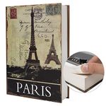 Real Paper Diversion Book Safe Storage Box, Dictionary Secret Safe with Code Lock/Key, flip Book Hidden Safe (M Combination, Paris)