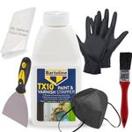 Paint & Varnish Remover for Wood, Metal, Concrete, Glass & DIY Use – 500ml Bartoline TX10 Paint Stripper Kit with Paint Scraper Tool, Dust Sheet, Brush, Latex-Free Gloves & Mask (002)