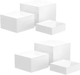 NIUBEE Buffet Risers, Food Display Stands for Party, 6PCS Acrylic Risers for Display Cake Collectibles Jewelry Figures Show, White Cube Dessert Table Display Nesting Riser with Hollow Bottoms 6"x7"x8"