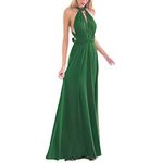 Womens Bridesmaid Elegant Convertible Transformer Infinity Multi Way Wrap Solid Color Cocktail Dress Off Shoulder V Neck Bandage Long Maxi Dress XL Dark Green 14-16