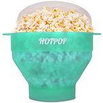 The Original Hotpop Microwave Popcorn Popper, Silicone Popcorn Maker, Collapsible Bowl BPA-Free and Dishwasher Safe- 20 Colors Available (Transparent Aqua)