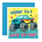 Central 23 Cool Birthday Cards For Boys - 'Monster Truck Birthday' - Birthdate Greeting Cards For Him Kids- Happy Birthday Brother - Nephew Grandson- Comes With Stickers