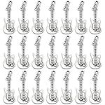 SUNNYCLUE 1 Box 50Pcs Vintage Guitar Charms Musical Instruments Charms Bulk Small Antique Silver Music Instrument Charm for Jewelry Making Charms Women Necklace Bracelet Earring DIY Accessory Finding, No Gemstone