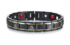 Rockyu Bracelet Magnetic Men's Silver Gold Black Chain Bracelet Women's Germanium Bracelet Stainless Steel Magnetic Therapeutic Bracelet Static Electricity Removal Good for Sleeping