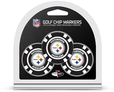 Team Golf NFL Pittsburgh Steelers 3 Pack Golf Chip Ball Markers, Poker Chip Size with Pop Out Smaller Double-Sided Enamel Markers