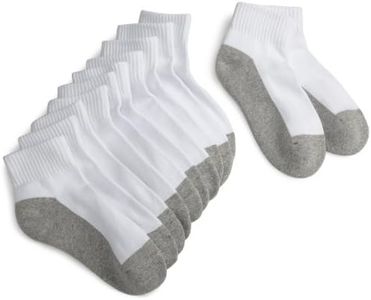 Jefferies Socks Big Girls' Sport Quarter Half Cushion Socks (Pack of 6), Wht/Grey, Sock size 8-9.5(Shoe size:12-6)