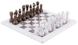 RADICALn Handmade White and Grey Oceanic Marble Full Chess Game Original Marble Chess Set