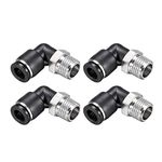 uxcell Push to Connect Tube Fitting Male Elbow 8mm Tube OD X 1/4 NPT Thread Pneumatic Air Push Fit Lock Fitting 4pcs