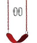 REZNOR Flexible Swing Seat Set for Kids/Adults Outdoor Park Garden Tree Backyard with 60” Plastic Coated Chain, Weight Support Upto 150kg, Red