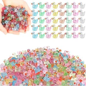 40 Pcs Glitter Mini Resin Ducks for DIY Projects Garden Dollhouse Aquarium Home Birthday Wedding Christmas (40)