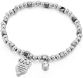 Ouran Braccialetti elastici per donne, braccialetto in acciaio inossidabile con cristalli per ragazze, braccialetto elastico da polso regalo per amici, Cristallo, cristallo
