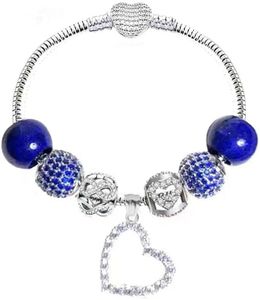 White Birch Synthetic Blue Sapphire Charm Bracelets Infinity Love September Birthstone Graduation Gifts 7.9 Inch Medium Size for Women Jewelry