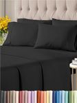 Full 6 Piece Sheet Set - Breathable & Cooling Sheets - Hotel Luxury Bed Sheets - 1 Flat Sheet, 1 Fitted Sheet & 4 Pillowcases - Deep Pocket - Easy Fit - Comfy, Soft & Wrinkle Free - Full Black Sheets