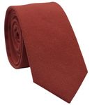 BELLUNO 2.5 inch Skinny Ties for Men, Solid Cotton Linen Neckties, 68 Vintage Rust, Medium