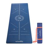 WiseLife TRU Body Lotus Alignment Yoga Mat + Sleek Yoga Strap for Men & Women | Non-Slip, Extra Wide TPE Exercise Mat for Home, Pilates, Gym & Fitness (Blue 10 mm)