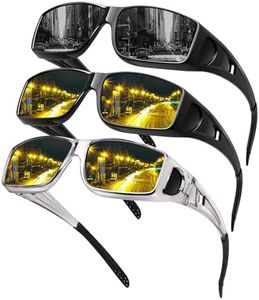 FURISHQI 3Pack Polarized Fit Over Glasses Sunglasses for Men Women,UV Protection Night Driving Sun Glasses Lightweight Frame Goggles