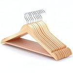 HANGERWORLD 10 Wooden 45cm Coat Clothes Garment Hangers with Non Slip Trouser Bar (Natural)