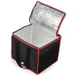 HOMECUTE Polycarbonate Insulated Grocery Food Delivery Thermal Bag,Heavy Duty,Foldable Hot and Cold Food Transport Bag,Silver Thermal Insulated Zomato/swiggy delivery Backpack Bag (Black & Red)