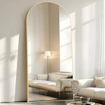 GLASHOM Arched Full Length Mirror,76" x34" Large Full Body Mirror Standing,Gold Mirror Full Length Floor Mirror with Stand Hanging or Leaning Against Wall Arched-Top Mirror for Living Room…