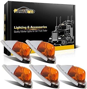 Partsam 5X Universal Teardrop Style Amber Cab Roof Clearance Marker Lights Kit for Trucks Trailers Peterbilt Freightliner Kenworth Mack Western Star