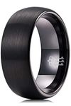 THREE KEYS JEWELRY Mens Charming Jewelers Brushed Tungsten 8mm Wedding Carbide Black Ring Band For Men Engagement Size 13.5