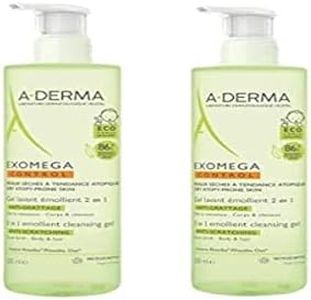 A-derma Exomega Control Gel Limpiador Emoliente 2 en 1 Cabello y Cuerpo, 2 x 500 ml