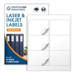 Spartan Industrial Printable Laser and Inkjet Labels - 4" X 3" White Sticker Labels - 30 Sheets, 180 Total Labels for Shipping, QR Codes, Barcodes, and Custom Labels