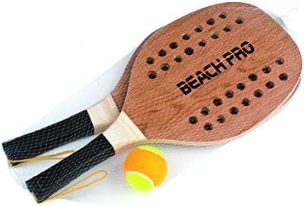 Mandelli Coppia Racchette Beach Tennis Pro Con Pallina Racchettoni In Legno 380, Multicolore, 48 cm, 8003029203546