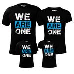 Hangout Hub HH29 Men's Women's Boy's & Girl's Round Neck T-Shirt We are One (Black;Men M(38);Women L(38) ;Boys-6-8Yrs;Girls-10-12Yrs) Pack of 4 Family T-Shirts