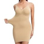 Joyshaper Women's Shaping Full Slips Bodysuit Shapewear Conotrol Slips for Under Dresses Tummy Control Body Shaper Slimming Skirt Underwear Beige M