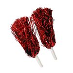 Party Crave "Duo Cheerleader Pom Pom Set" | Red Cheerleader Pom Poms for Fun and Use for Team Spirit/Encourage (Set of 2)