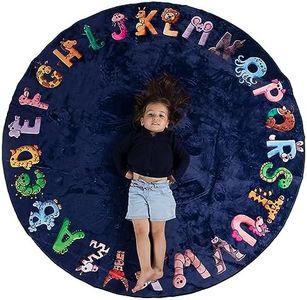 ABC Rug for Kids XL 6 ft, Toddlers and Baby - Use in Nursery and Classroom to learn the alphabet - Nursery Rug, Alphabet Rug, Kids Rugs for Playroom, Rugs for Classroom, Play Rug (Circle Blue)