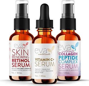 Eva Naturals Trifecta Serum Bundle - Vitamin C Plus, Collagen Peptide Serum, Retinol Serum - Serum Set for Collagen Boost, Anti Aging & Youthful Glowing Skin